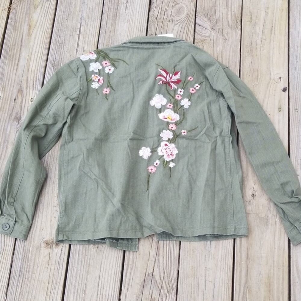 Roly Poly floral embroidered button up jacket green multicolor small - Picture 4 of 8